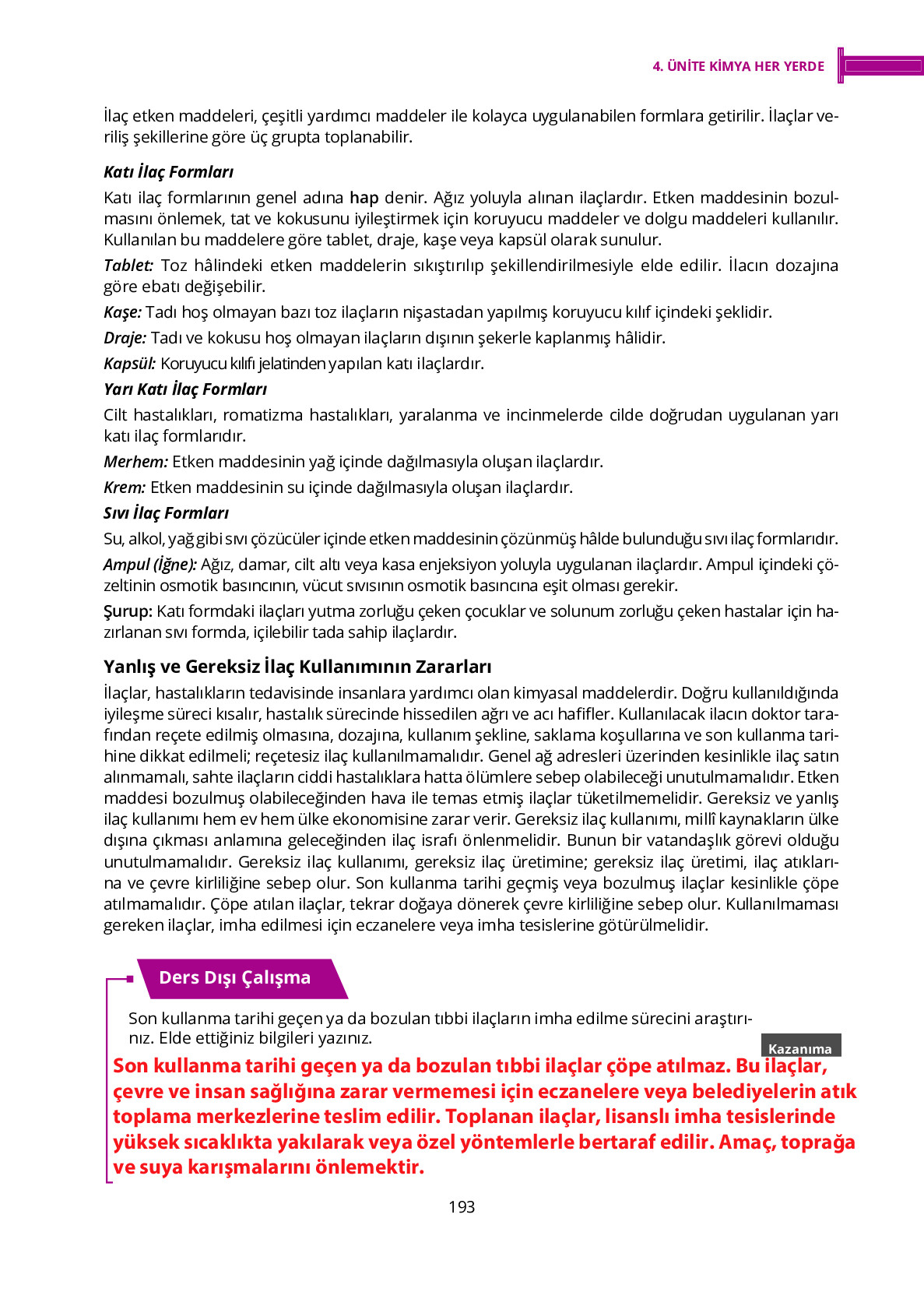 10. Sınıf Meb Yayınları Fen Lisesi Kimya Ders Kitabı Sayfa 193 Cevapları