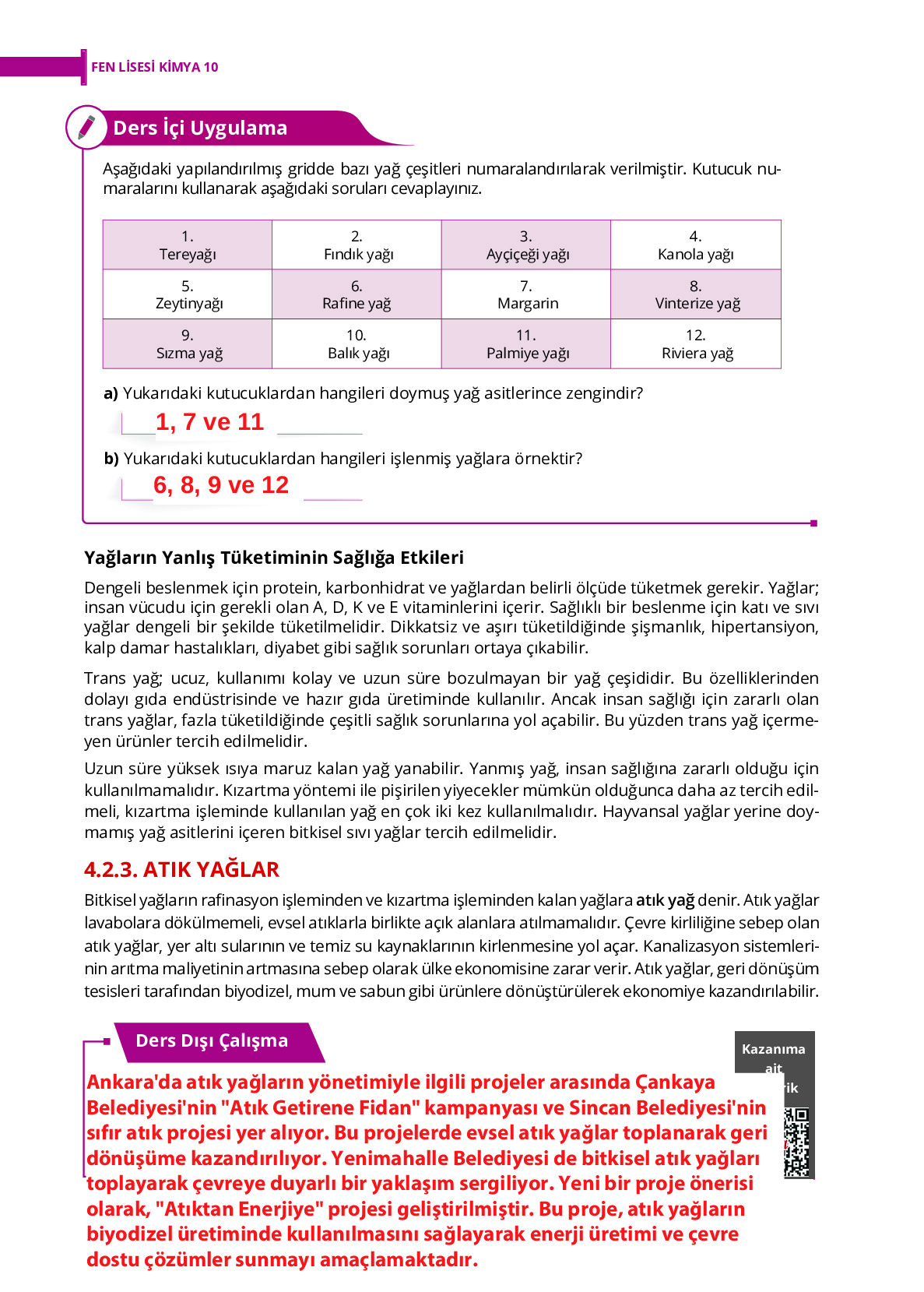 10. Sınıf Meb Yayınları Fen Lisesi Kimya Ders Kitabı Sayfa 200 Cevapları