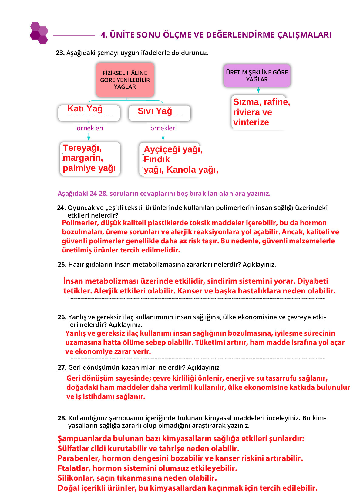 10. Sınıf Meb Yayınları Fen Lisesi Kimya Ders Kitabı Sayfa 205 Cevapları