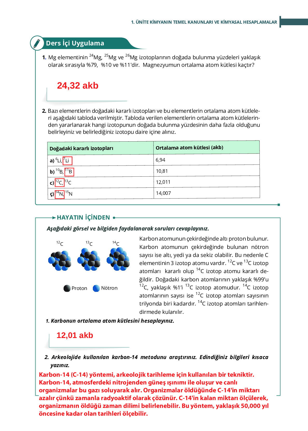 10. Sınıf Meb Yayınları Fen Lisesi Kimya Ders Kitabı Sayfa 29 Cevapları