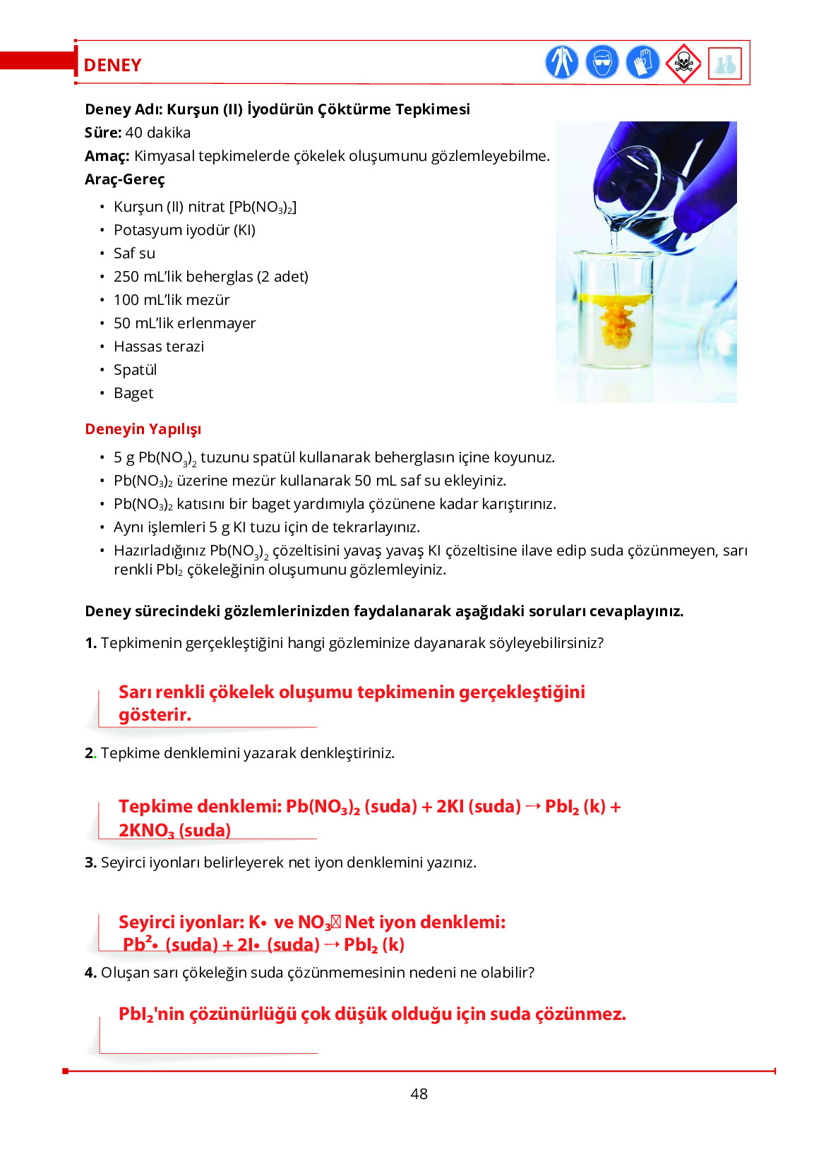 10. Sınıf Meb Yayınları Fen Lisesi Kimya Ders Kitabı Sayfa 48 Cevapları