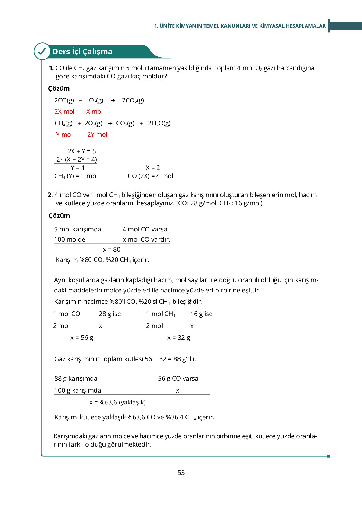 10. Sınıf Meb Yayınları Fen Lisesi Kimya Ders Kitabı Sayfa 53 Cevapları
