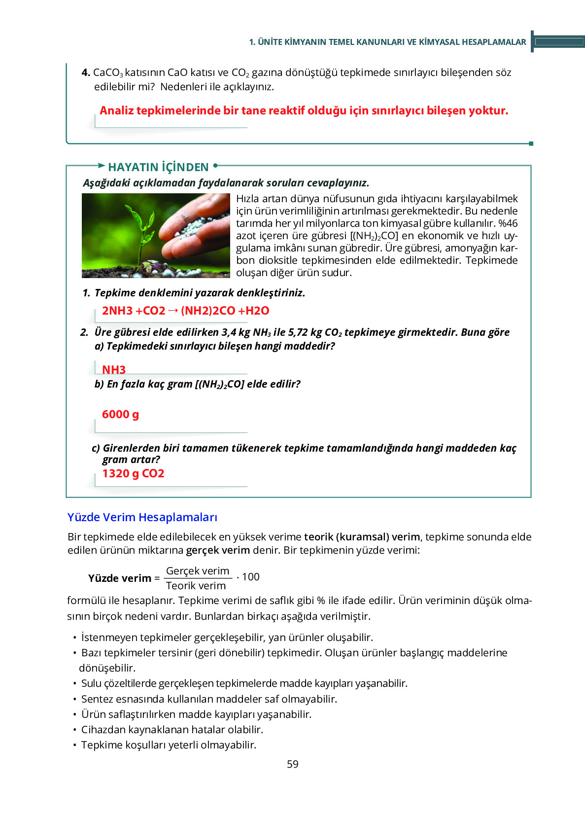 10. Sınıf Meb Yayınları Fen Lisesi Kimya Ders Kitabı Sayfa 59 Cevapları