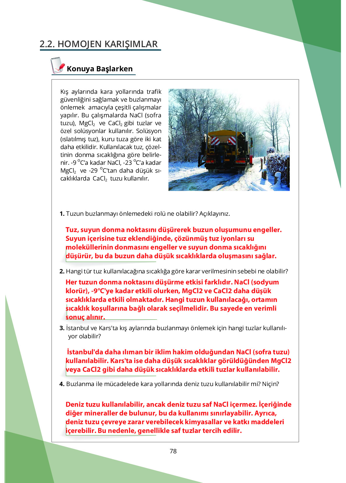 10. Sınıf Meb Yayınları Fen Lisesi Kimya Ders Kitabı Sayfa 78 Cevapları