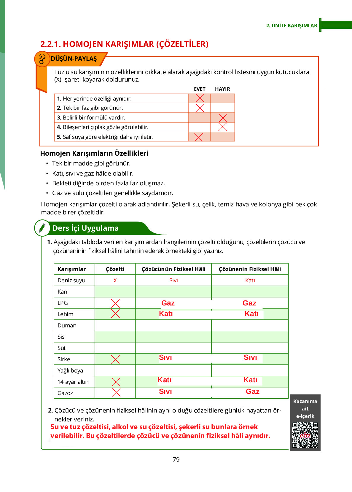 10. Sınıf Meb Yayınları Fen Lisesi Kimya Ders Kitabı Sayfa 79 Cevapları