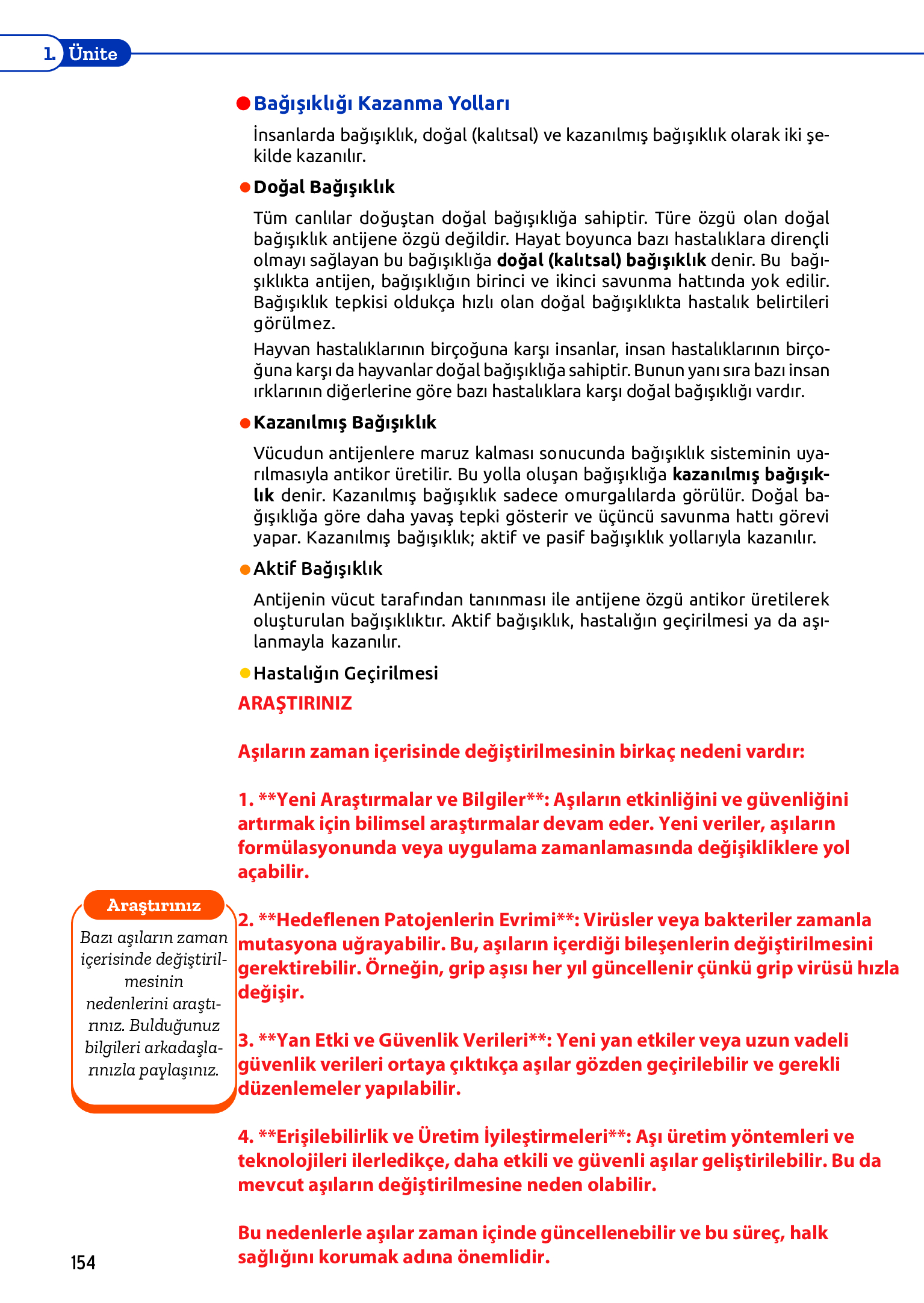 11. Sınıf Meb Yayınları Fen Lisesi Biyoloji Ders Kitabı Sayfa 154 Cevapları