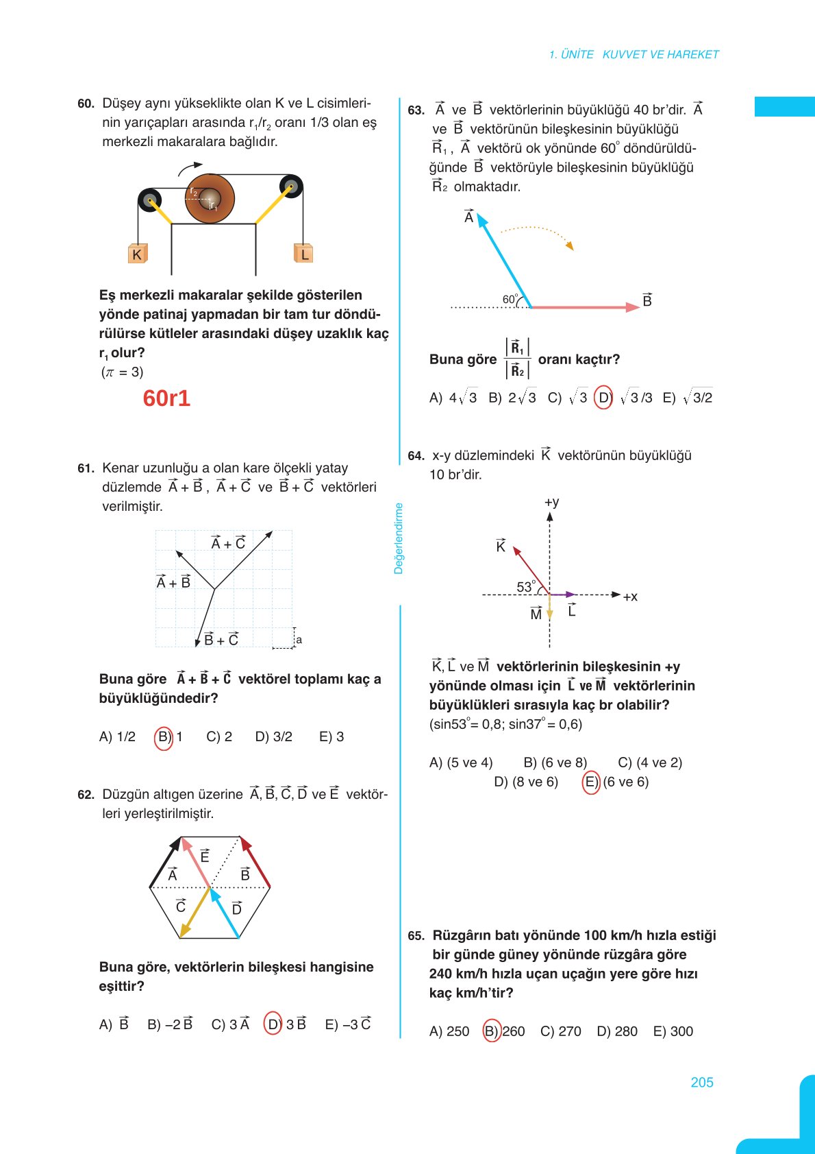 11. Sınıf Meb Yayınları Fen Lisesi Fizik Ders Kitabı Sayfa 205 Cevapları