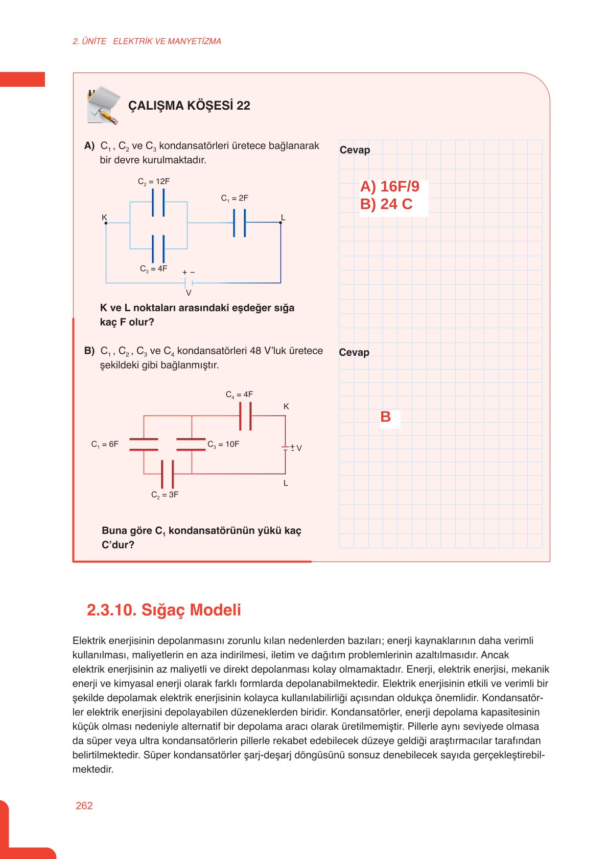 11. Sınıf Meb Yayınları Fen Lisesi Fizik Ders Kitabı Sayfa 262 Cevapları 11. Sınıf Meb Yayınları Fen Lisesi Fizik Ders Kitabı Sayfa 262 Cevapları
