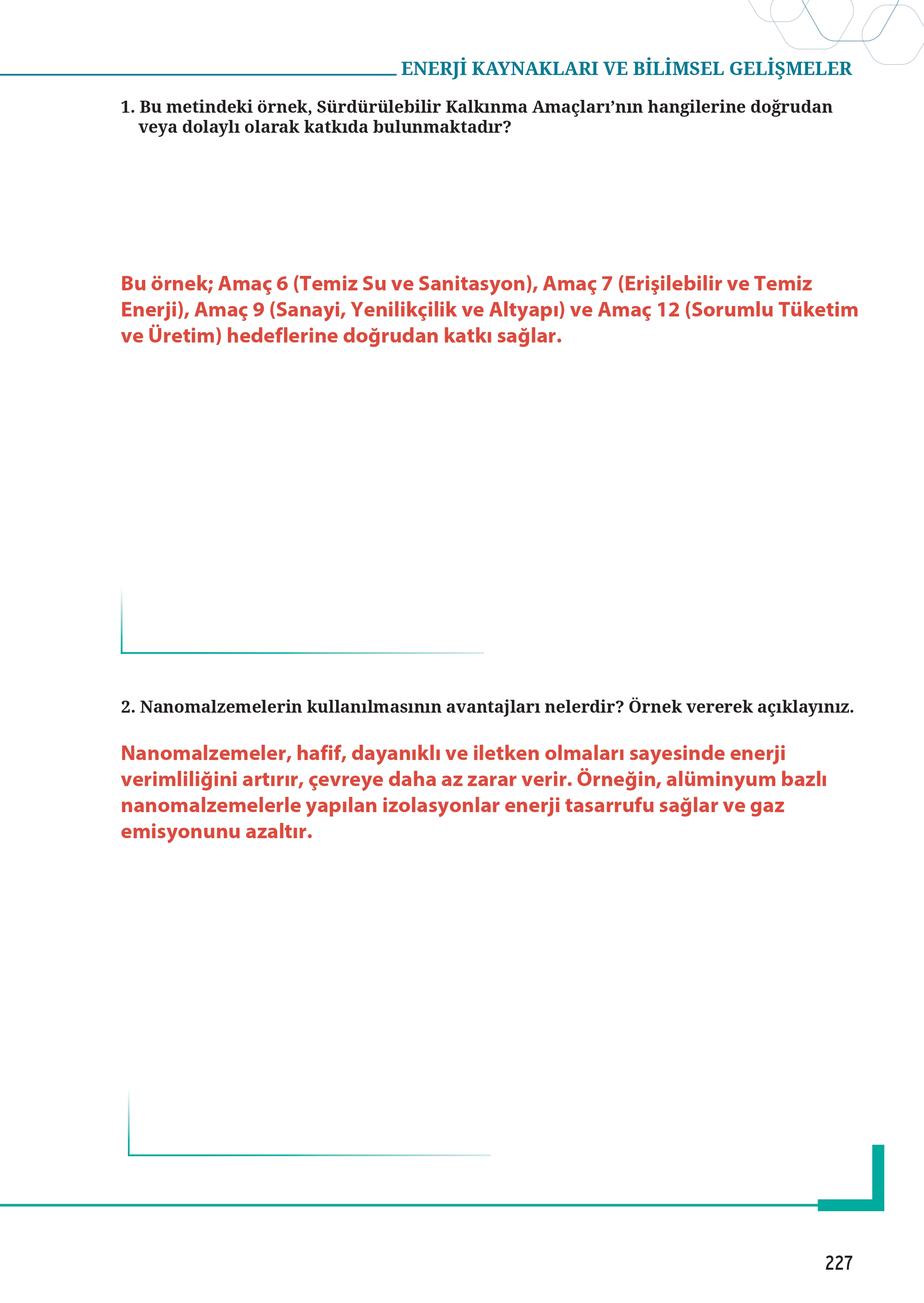 12. Sınıf Meb Yayınları Fen Lisesi Kimya Ders Kitabı Sayfa 227 Cevapları