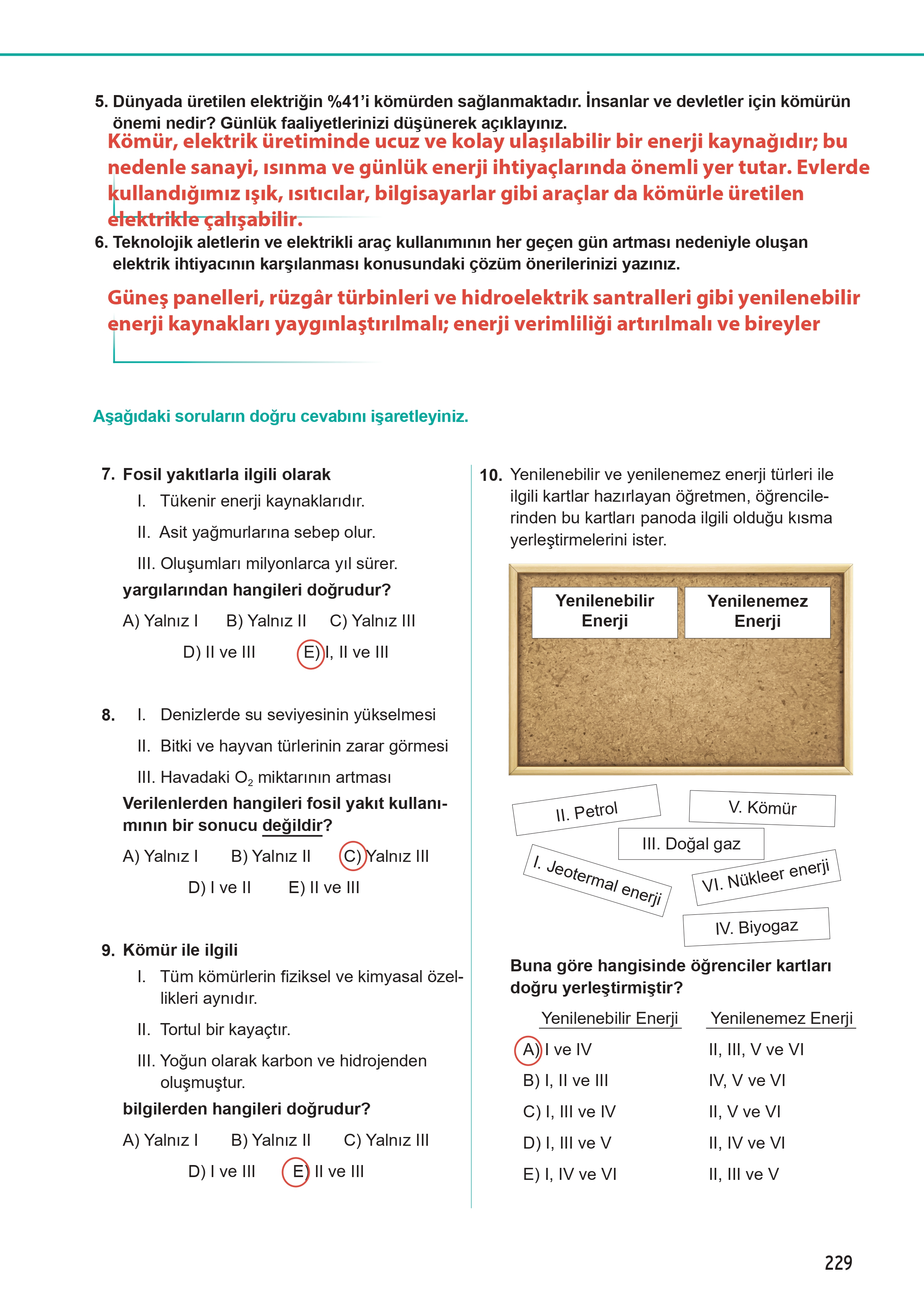 12. Sınıf Meb Yayınları Fen Lisesi Kimya Ders Kitabı Sayfa 229 Cevapları