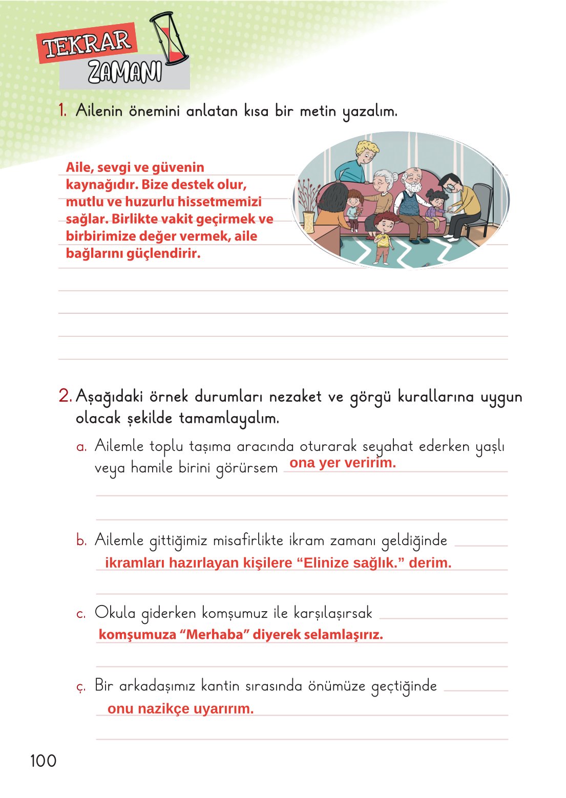 2. Sınıf Meb Yayınları Hayat Bilgisi 1. Kitap Ders Kitabı Sayfa 101 Cevapları