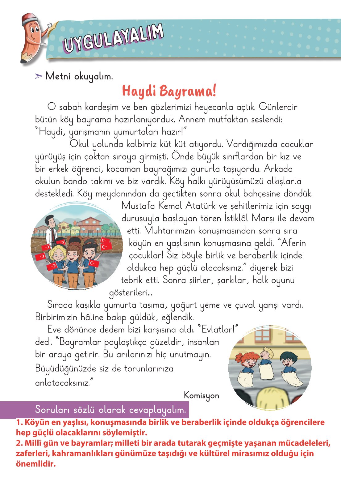 2. Sınıf Meb Yayınları Hayat Bilgisi 2. Kitap Ders Kitabı Sayfa 37 Cevapları