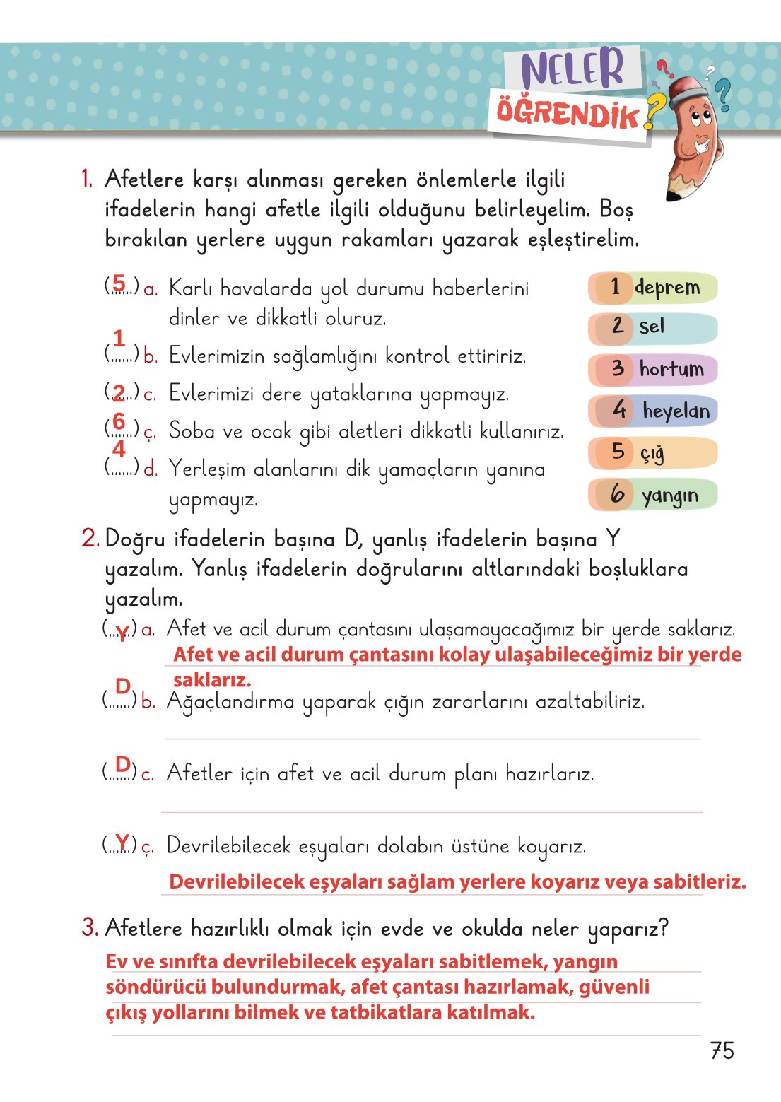 2. Sınıf Meb Yayınları Hayat Bilgisi 2. Kitap Ders Kitabı Sayfa 76 Cevapları