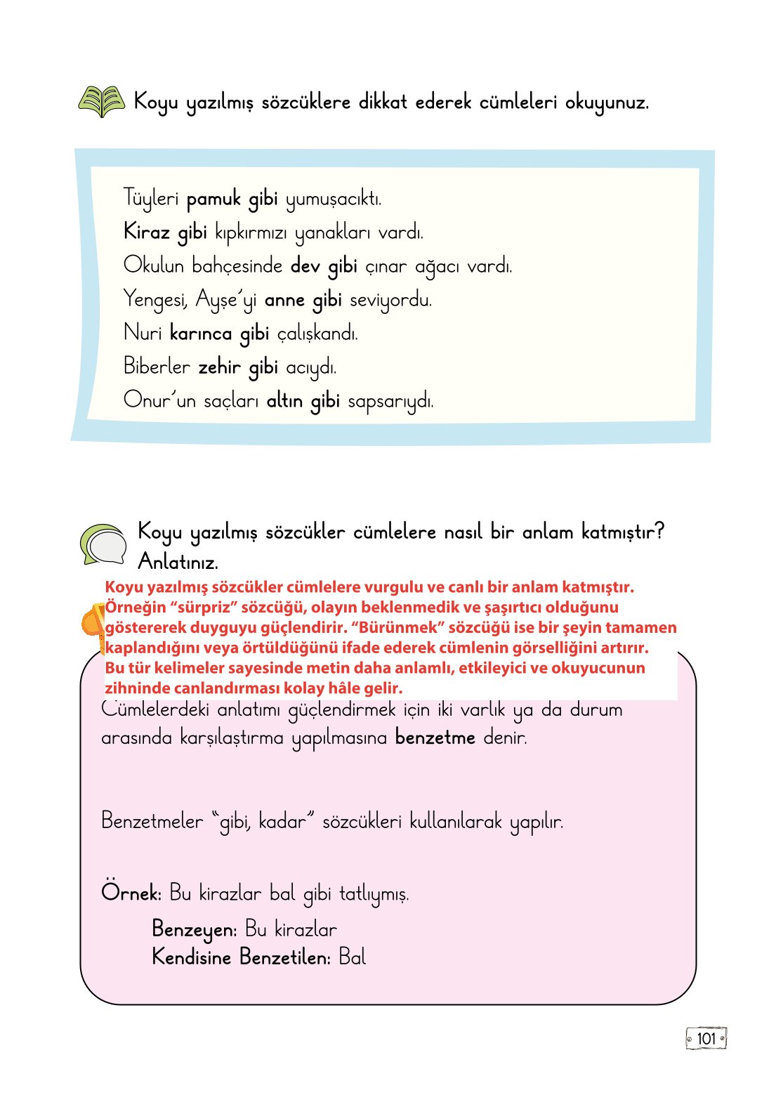2. Sınıf Meb Yayınları Türkçe Ders Kitabı Sayfa 101 Cevapları