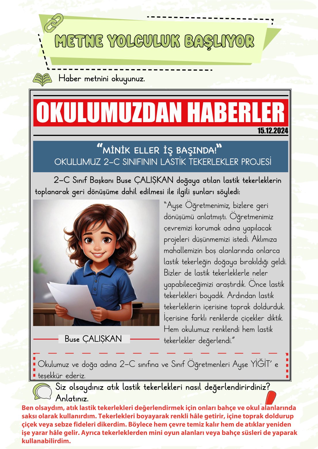 2. Sınıf Meb Yayınları Türkçe Ders Kitabı Sayfa 111 Cevapları