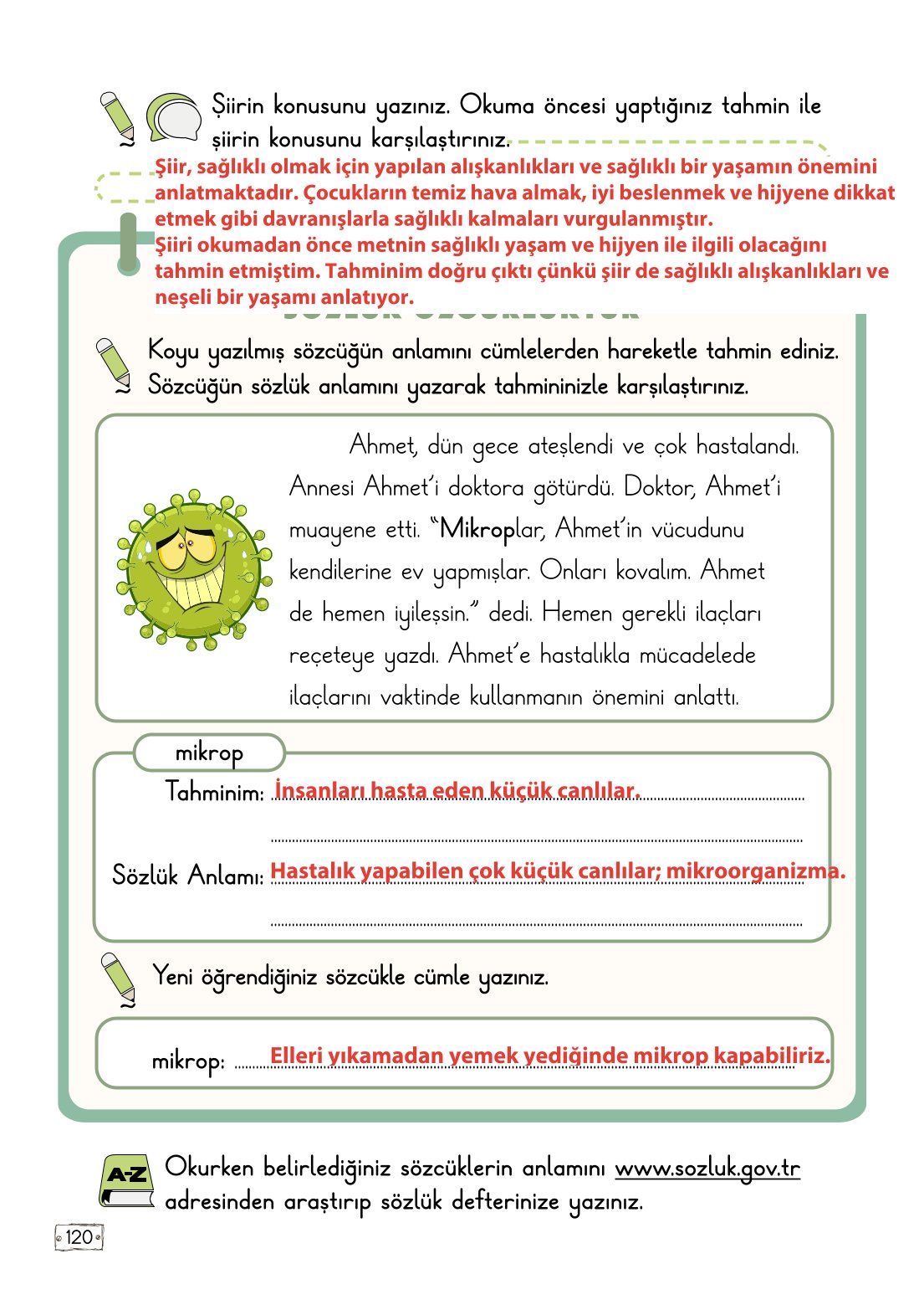 2. Sınıf Meb Yayınları Türkçe Ders Kitabı Sayfa 120 Cevapları