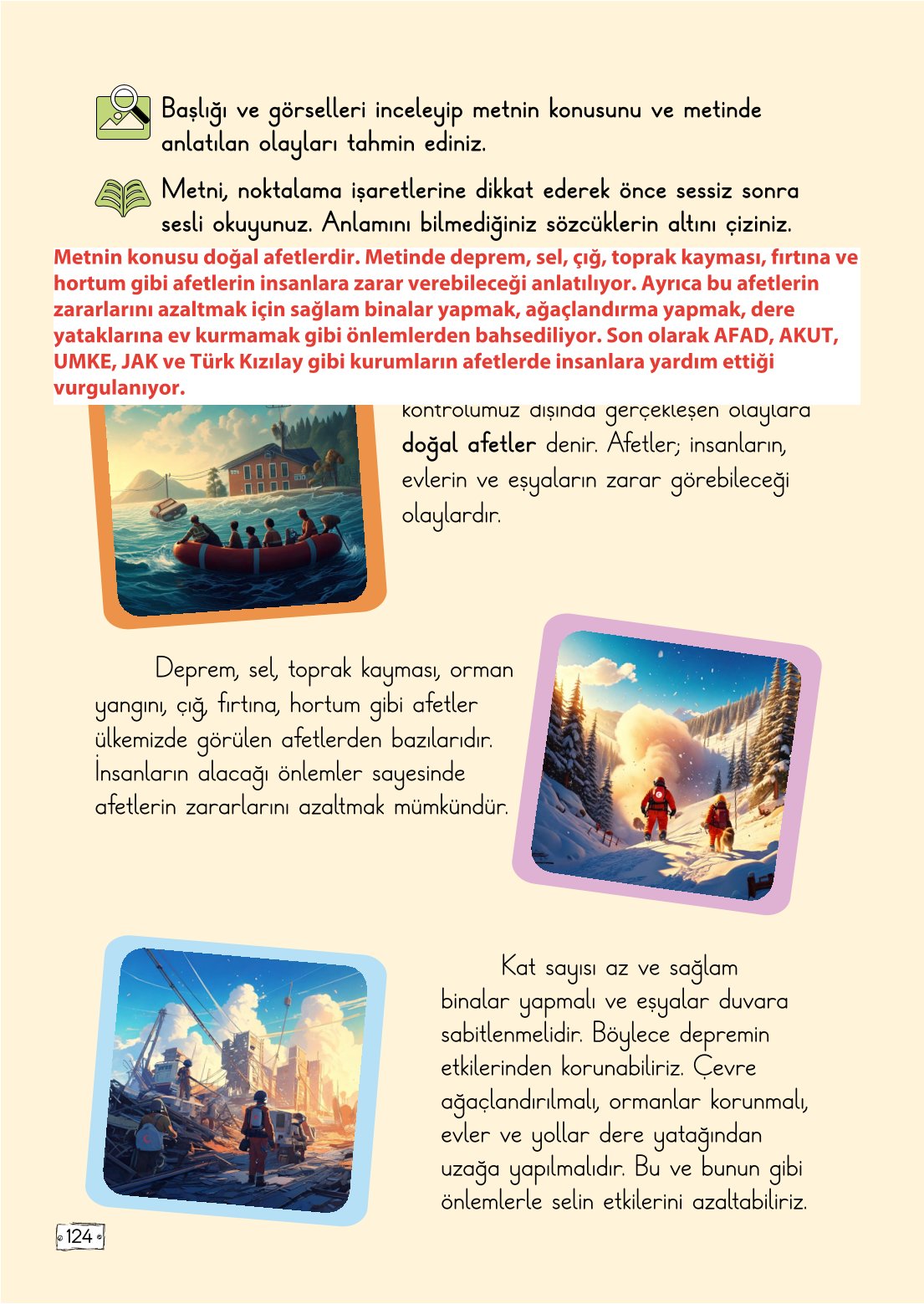2. Sınıf Meb Yayınları Türkçe Ders Kitabı Sayfa 124 Cevapları