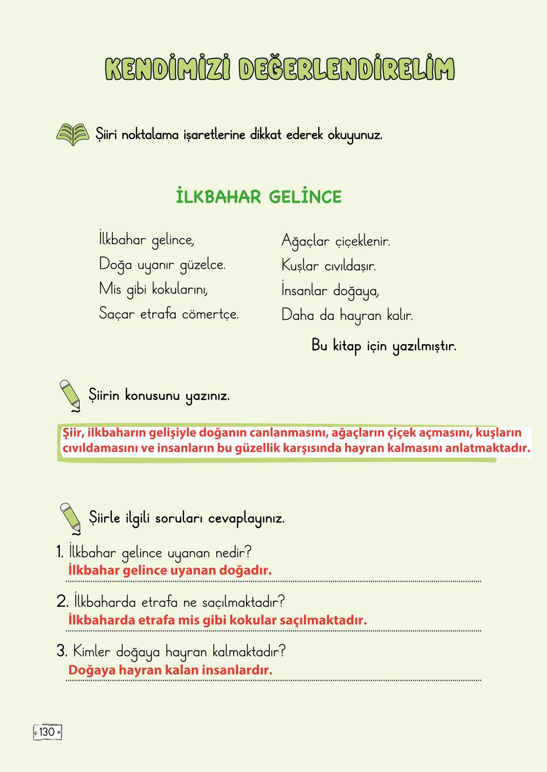 2. Sınıf Meb Yayınları Türkçe Ders Kitabı Sayfa 130 Cevapları