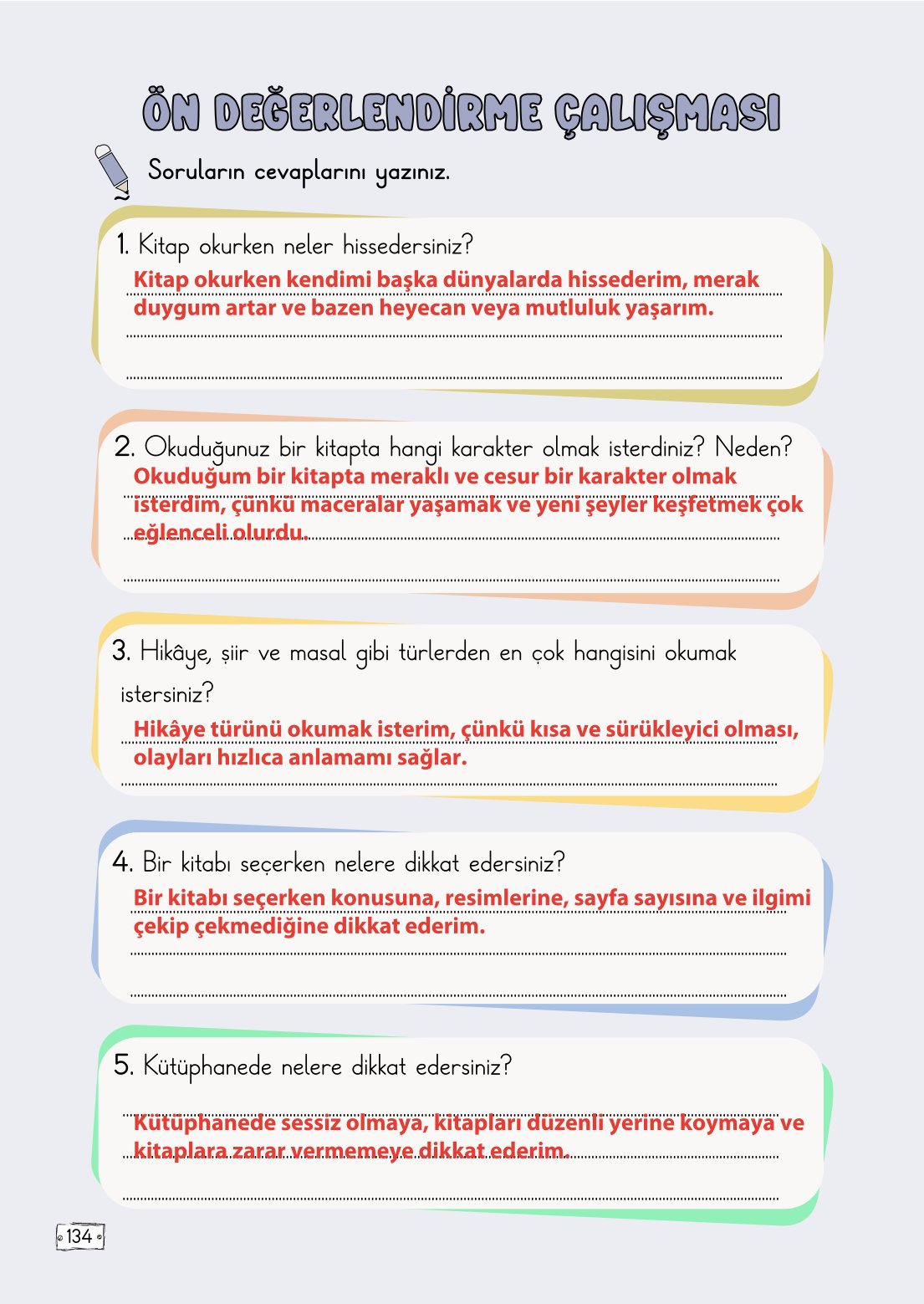 2. Sınıf Meb Yayınları Türkçe Ders Kitabı Sayfa 134 Cevapları