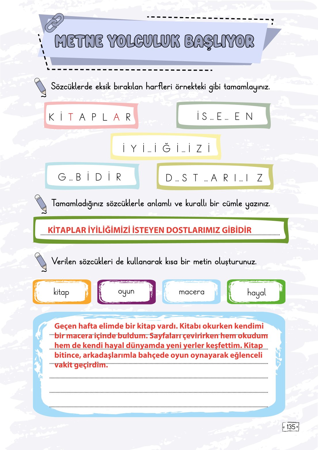 2. Sınıf Meb Yayınları Türkçe Ders Kitabı Sayfa 135 Cevapları