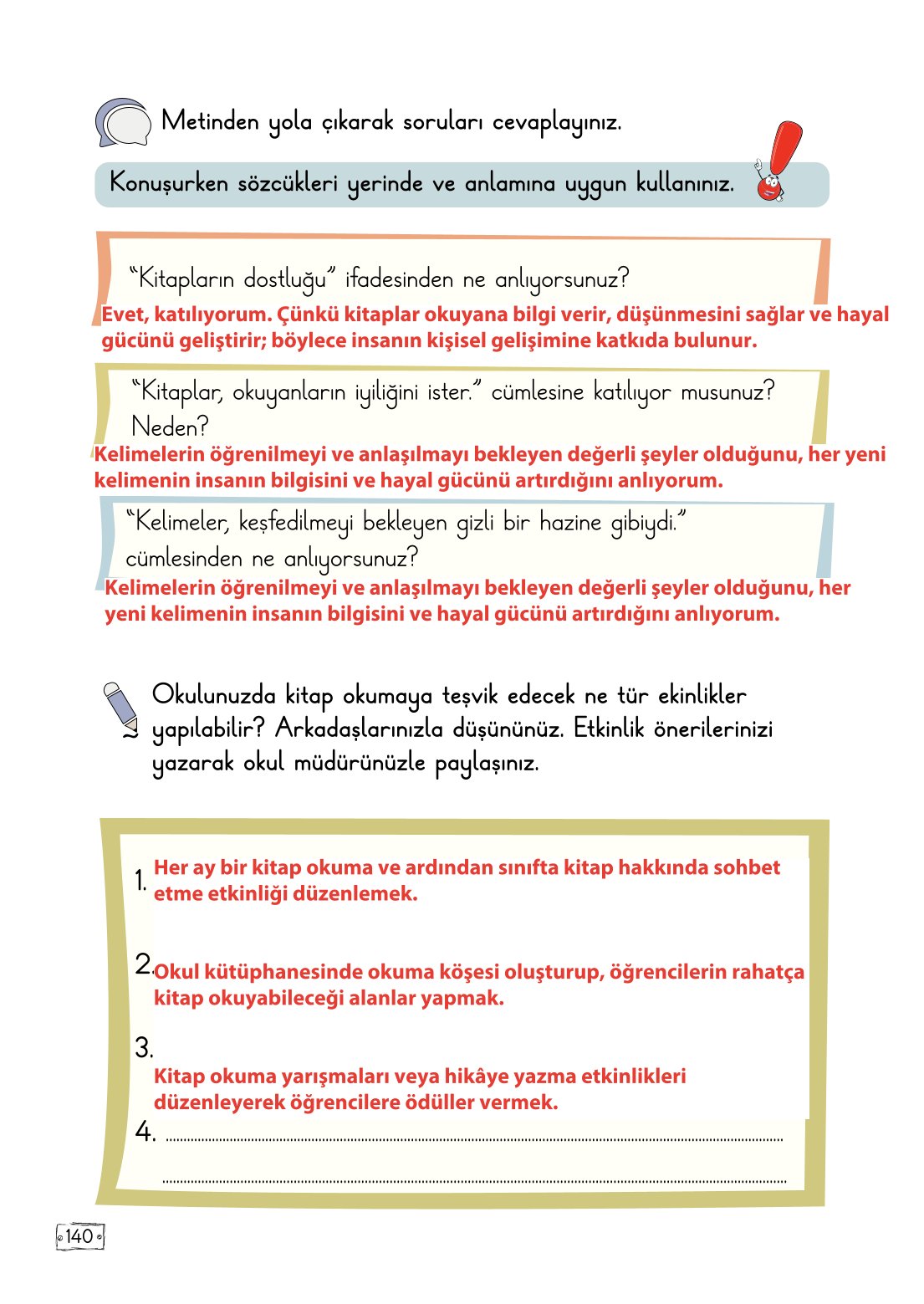 2. Sınıf Meb Yayınları Türkçe Ders Kitabı Sayfa 140 Cevapları