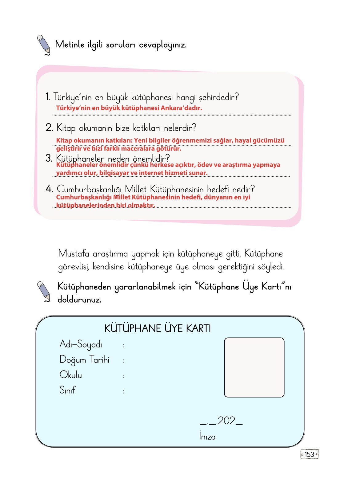 2. Sınıf Meb Yayınları Türkçe Ders Kitabı Sayfa 153 Cevapları