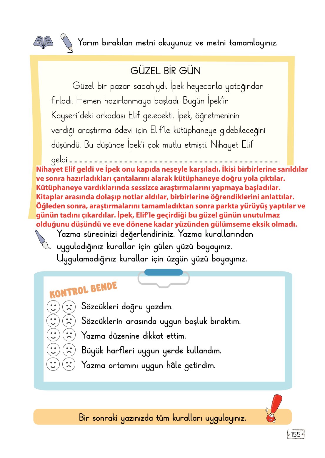 2. Sınıf Meb Yayınları Türkçe Ders Kitabı Sayfa 155 Cevapları