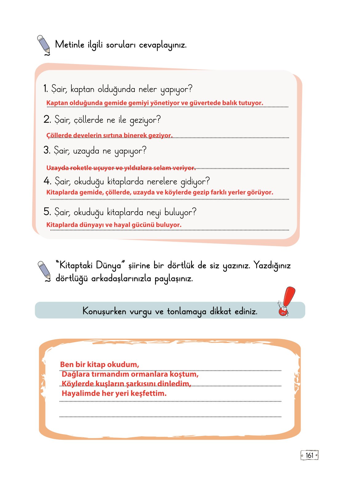 2. Sınıf Meb Yayınları Türkçe Ders Kitabı Sayfa 161 Cevapları