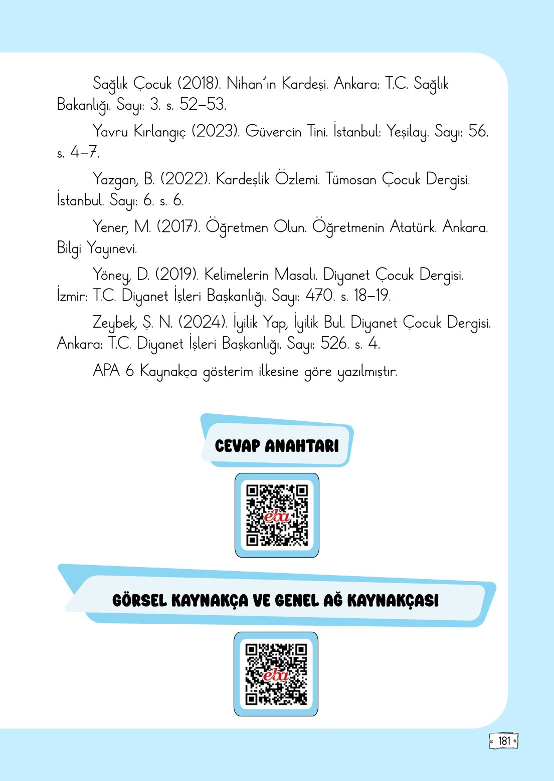 2. Sınıf Meb Yayınları Türkçe Ders Kitabı Sayfa 181 Cevapları
