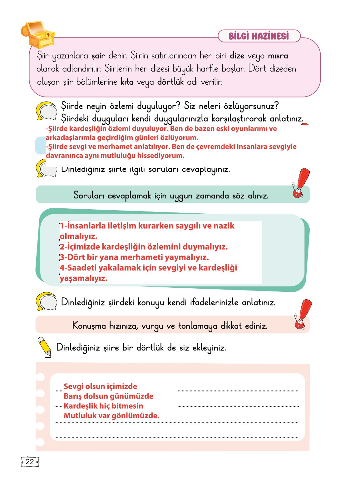 2. Sınıf Meb Yayınları Türkçe Ders Kitabı Sayfa 22 Cevapları