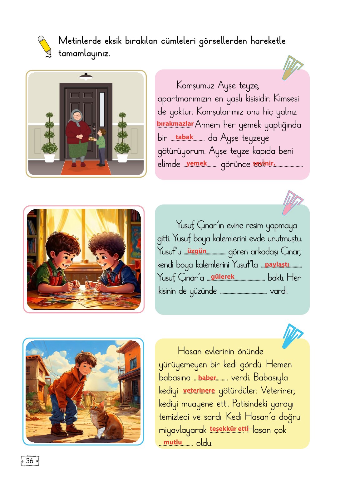2. Sınıf Meb Yayınları Türkçe Ders Kitabı Sayfa 36 Cevapları