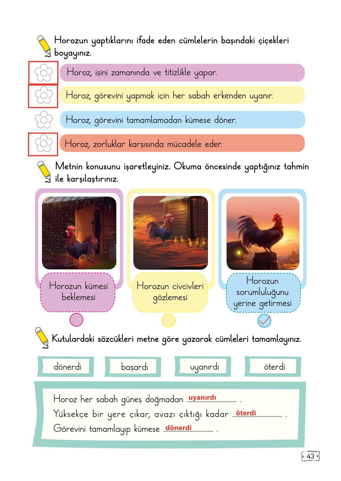 2. Sınıf Meb Yayınları Türkçe Ders Kitabı Sayfa 43 Cevapları