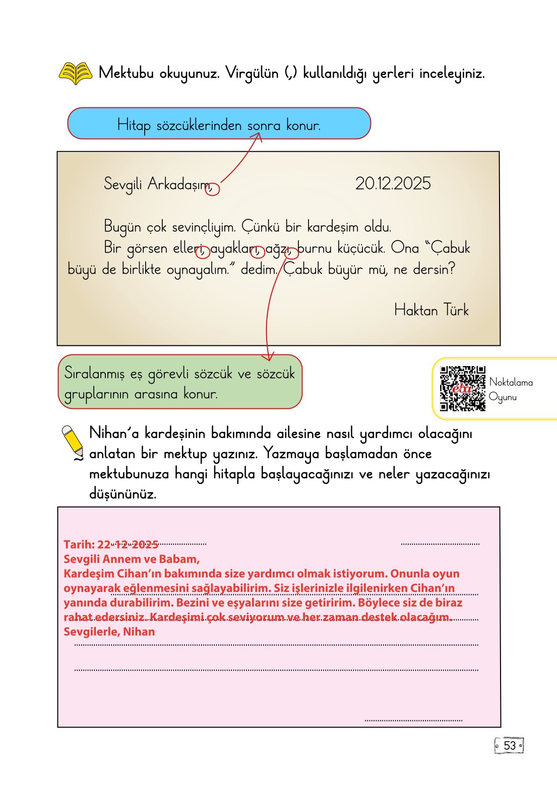 2. Sınıf Meb Yayınları Türkçe Ders Kitabı Sayfa 53 Cevapları