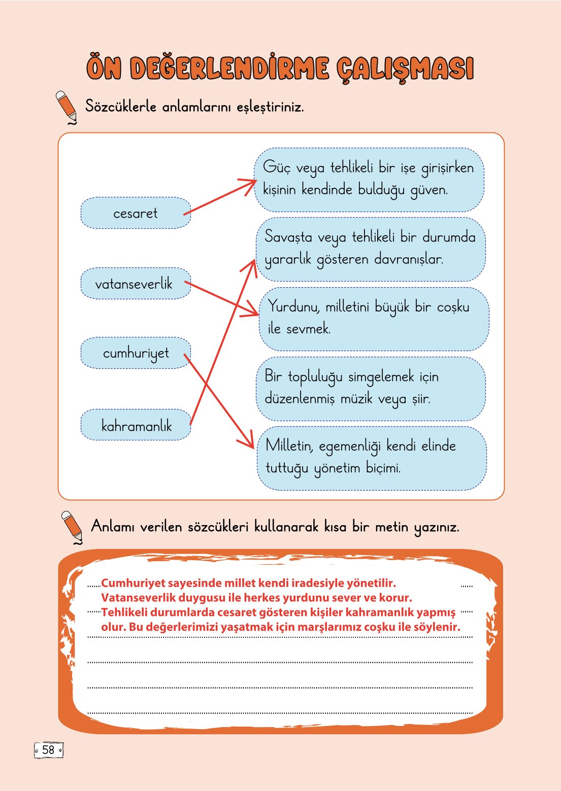 2. Sınıf Meb Yayınları Türkçe Ders Kitabı Sayfa 58 Cevapları