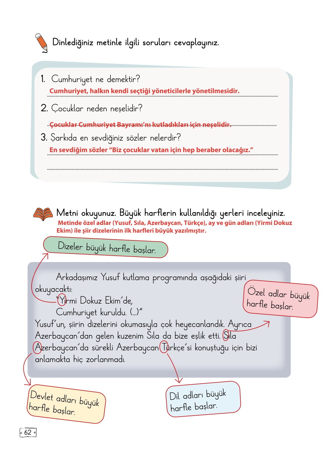 2. Sınıf Meb Yayınları Türkçe Ders Kitabı Sayfa 62 Cevapları