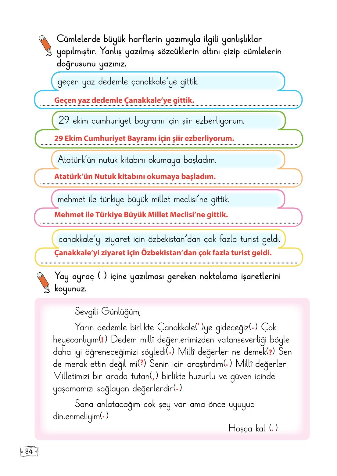 2. Sınıf Meb Yayınları Türkçe Ders Kitabı Sayfa 84 Cevapları