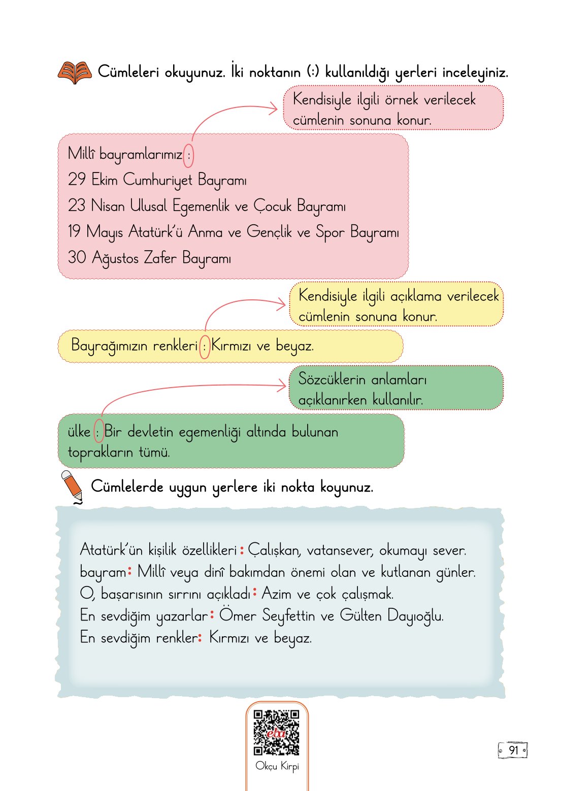 2. Sınıf Meb Yayınları Türkçe Ders Kitabı Sayfa 91 Cevapları