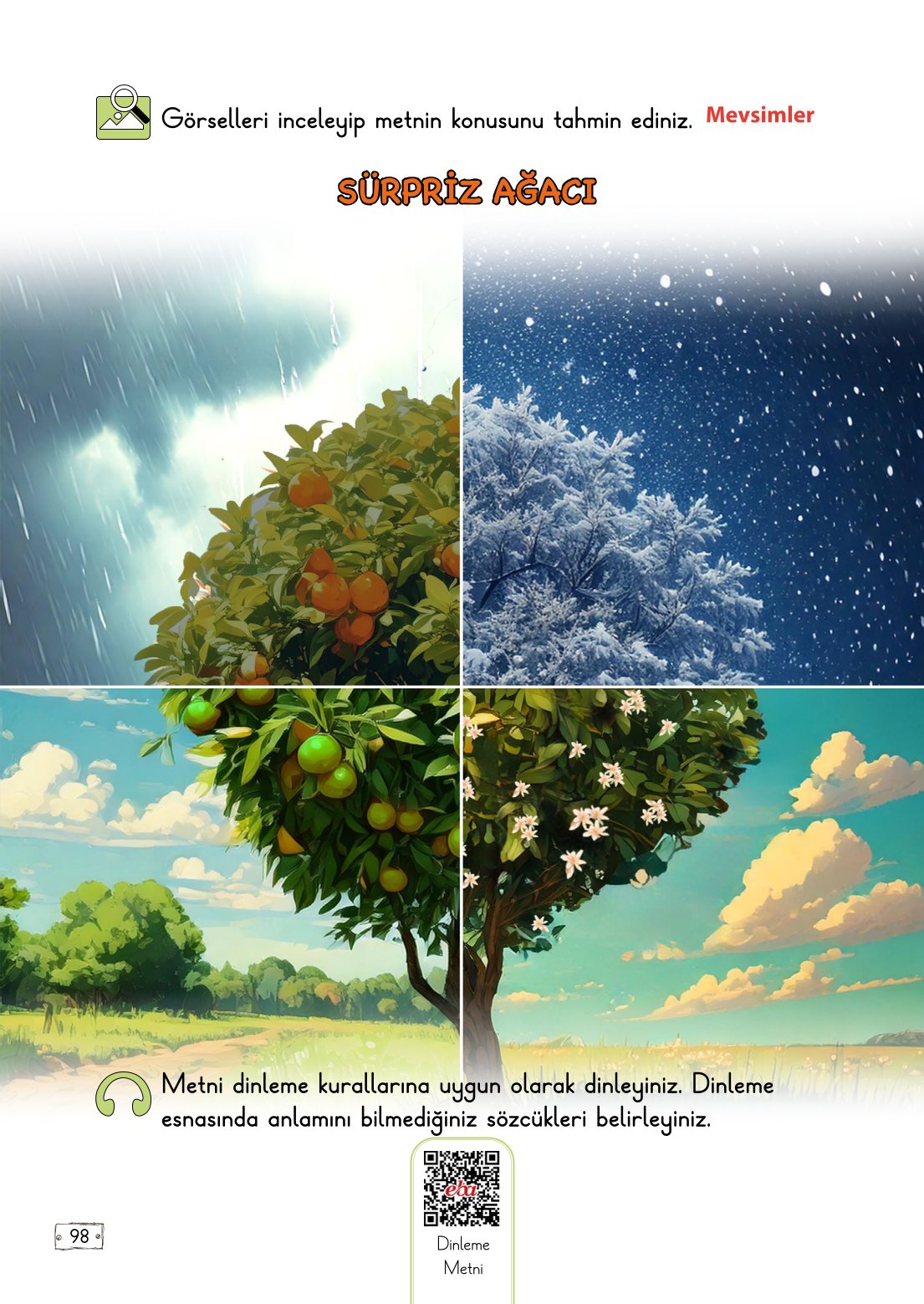 2. Sınıf Meb Yayınları Türkçe Ders Kitabı Sayfa 98 Cevapları