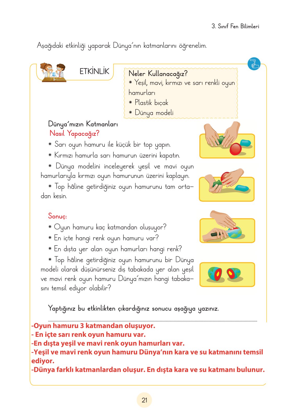 3. Sınıf Cem Yayınları Fen Bilimleri Ders Kitabı Sayfa 21 Cevapları