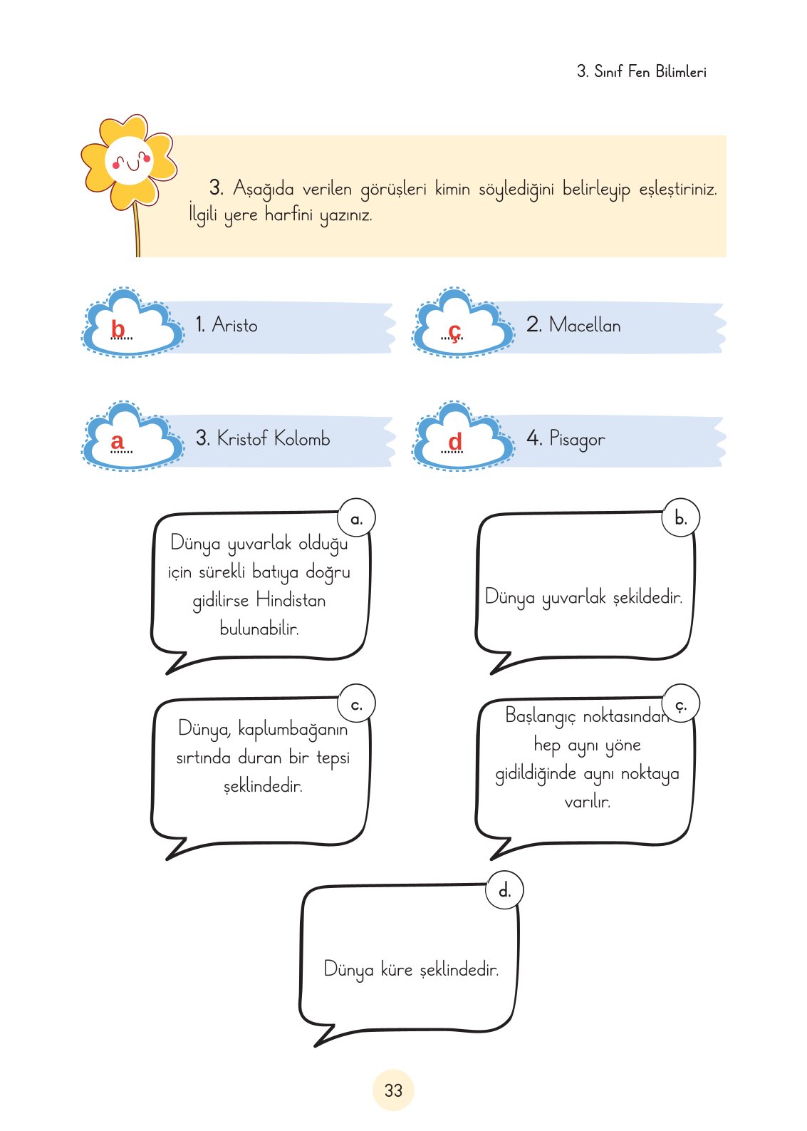 3. Sınıf Cem Yayınları Fen Bilimleri Ders Kitabı Sayfa 33 Cevapları