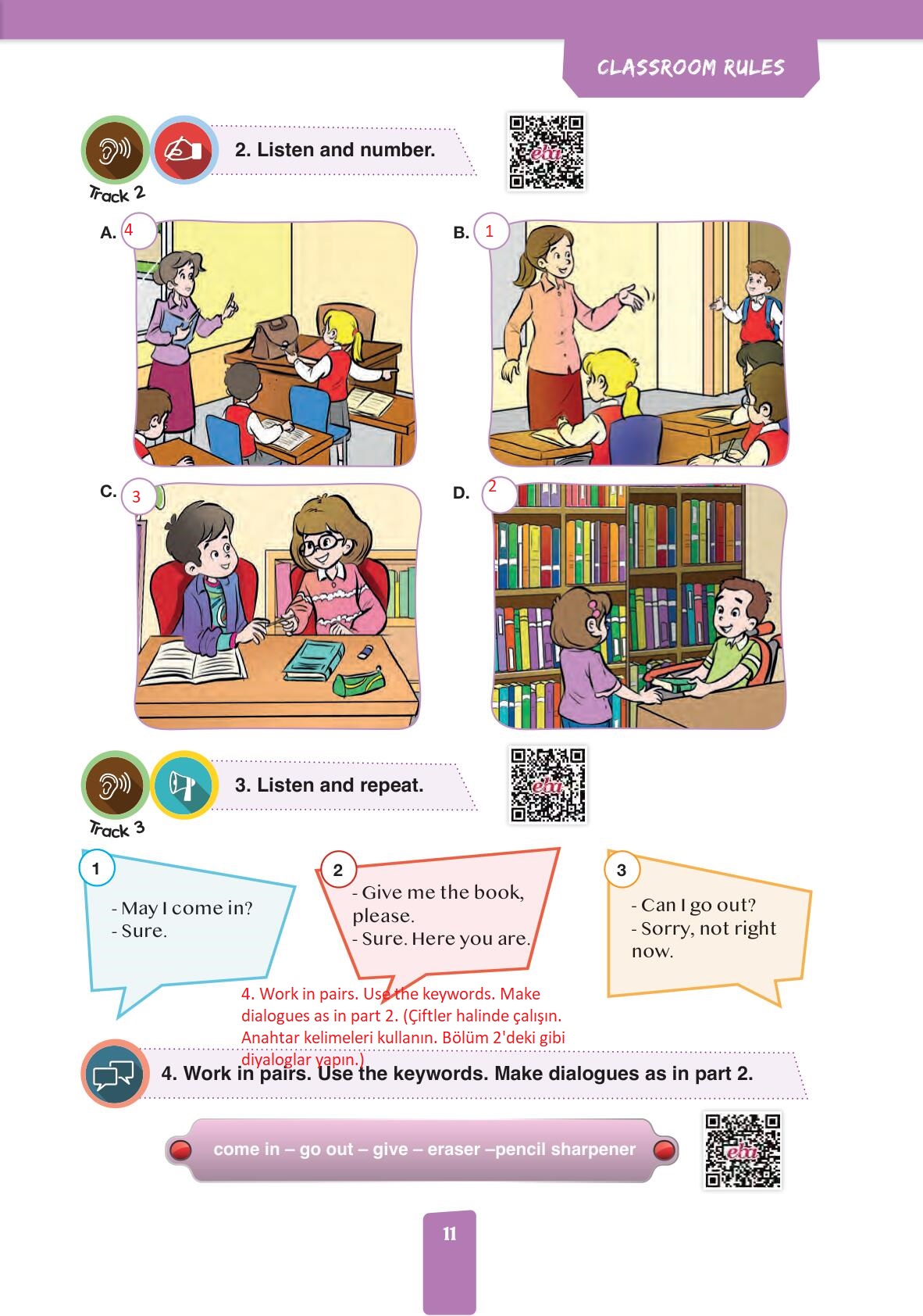 4. Sınıf Pasifik Yayınları İngilizce Ders Kitabı Sayfa 11 Cevapları