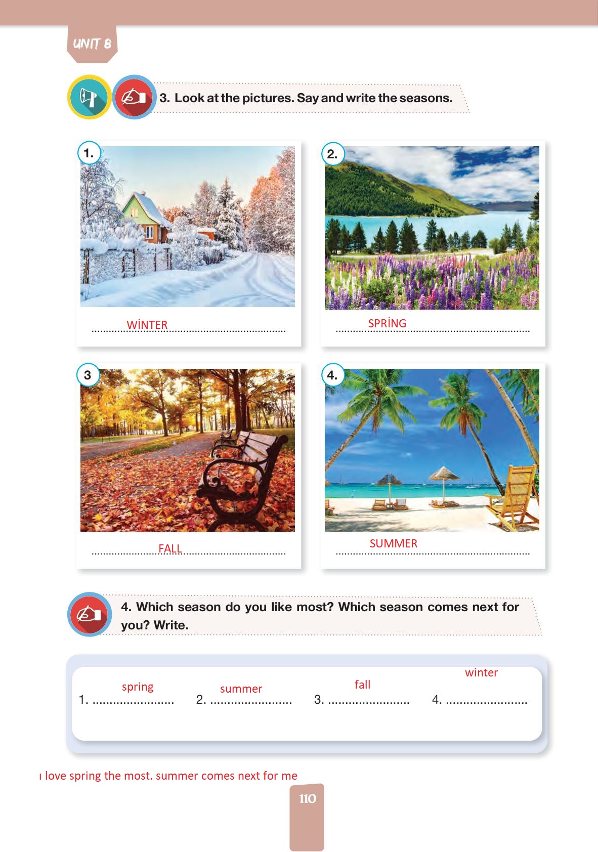 4. Sınıf Pasifik Yayınları İngilizce Ders Kitabı Sayfa 110 Cevapları