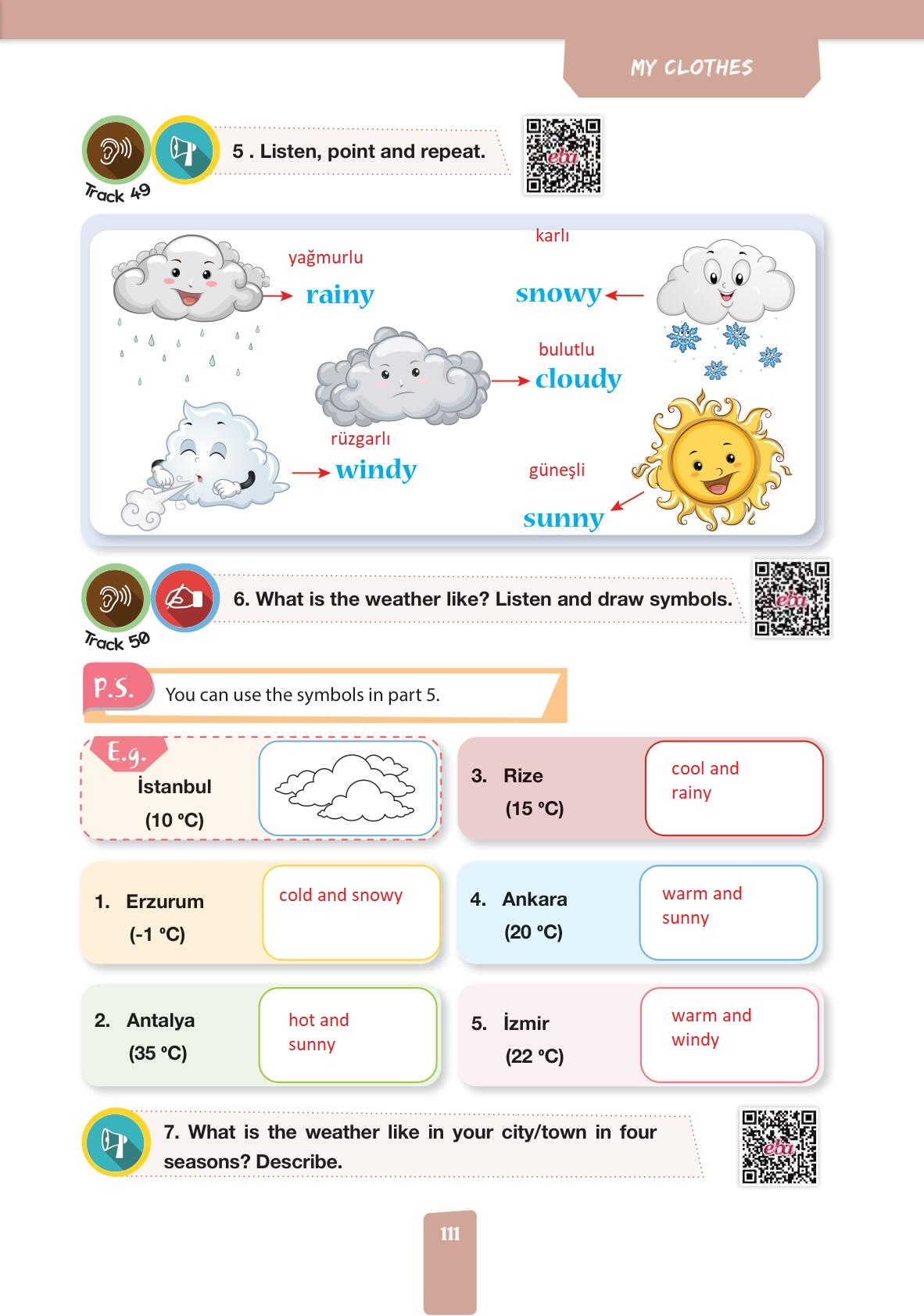 4. Sınıf Pasifik Yayınları İngilizce Ders Kitabı Sayfa 111 Cevapları