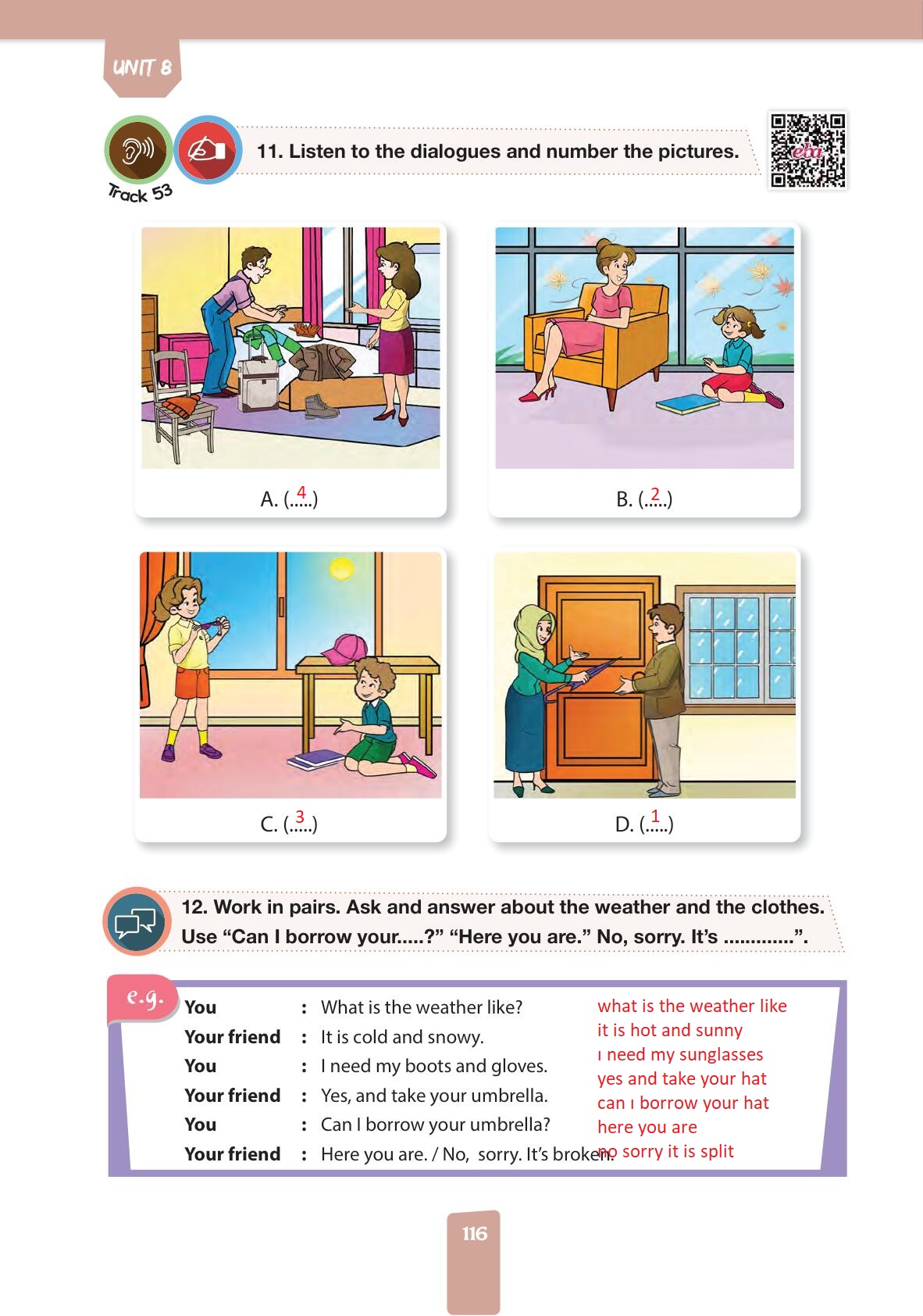 4. Sınıf Pasifik Yayınları İngilizce Ders Kitabı Sayfa 116 Cevapları