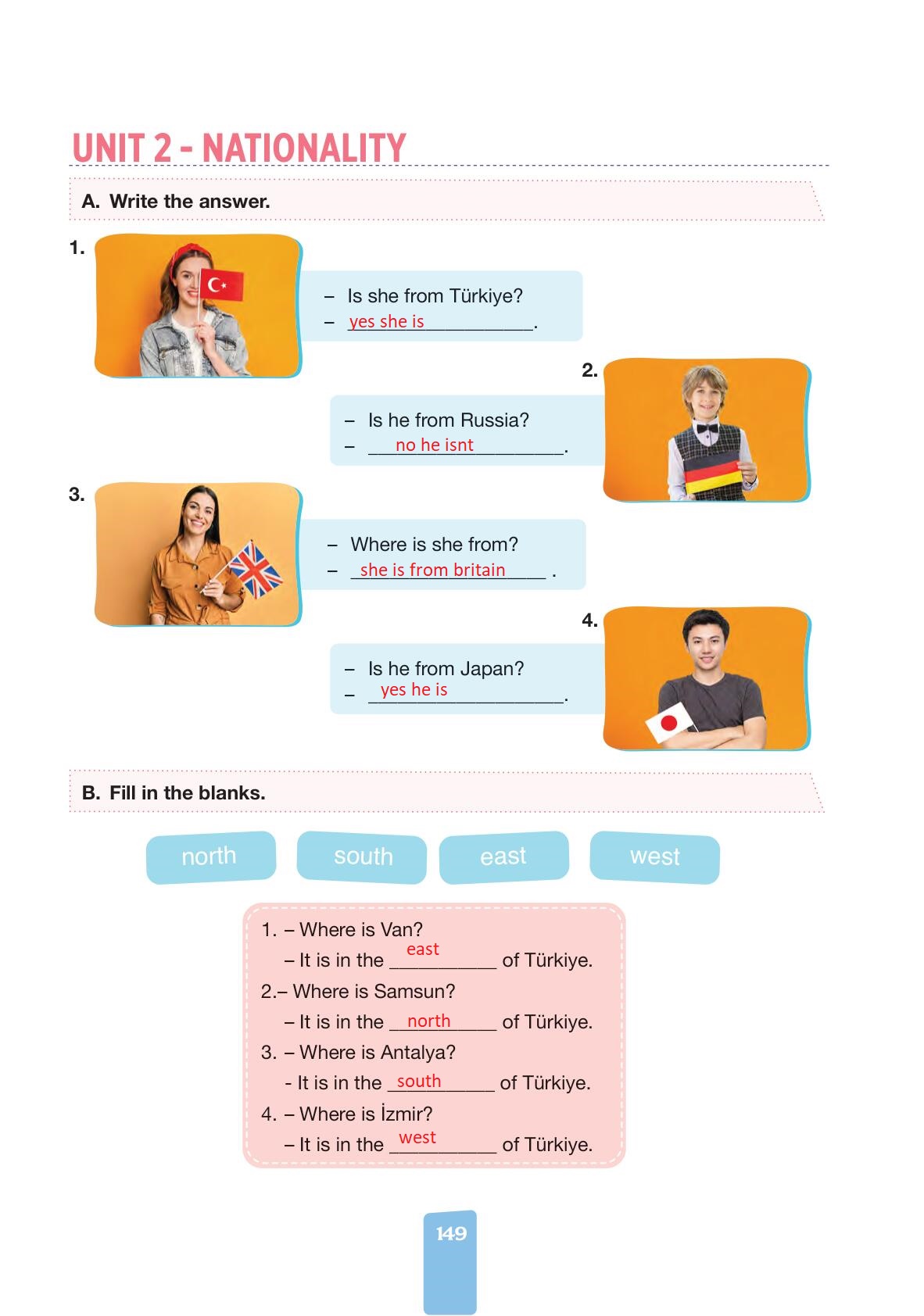 4. Sınıf Pasifik Yayınları İngilizce Ders Kitabı Sayfa 149 Cevapları