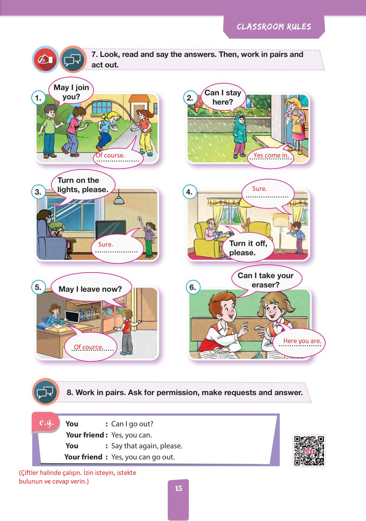 4. Sınıf Pasifik Yayınları İngilizce Ders Kitabı Sayfa 15 Cevapları