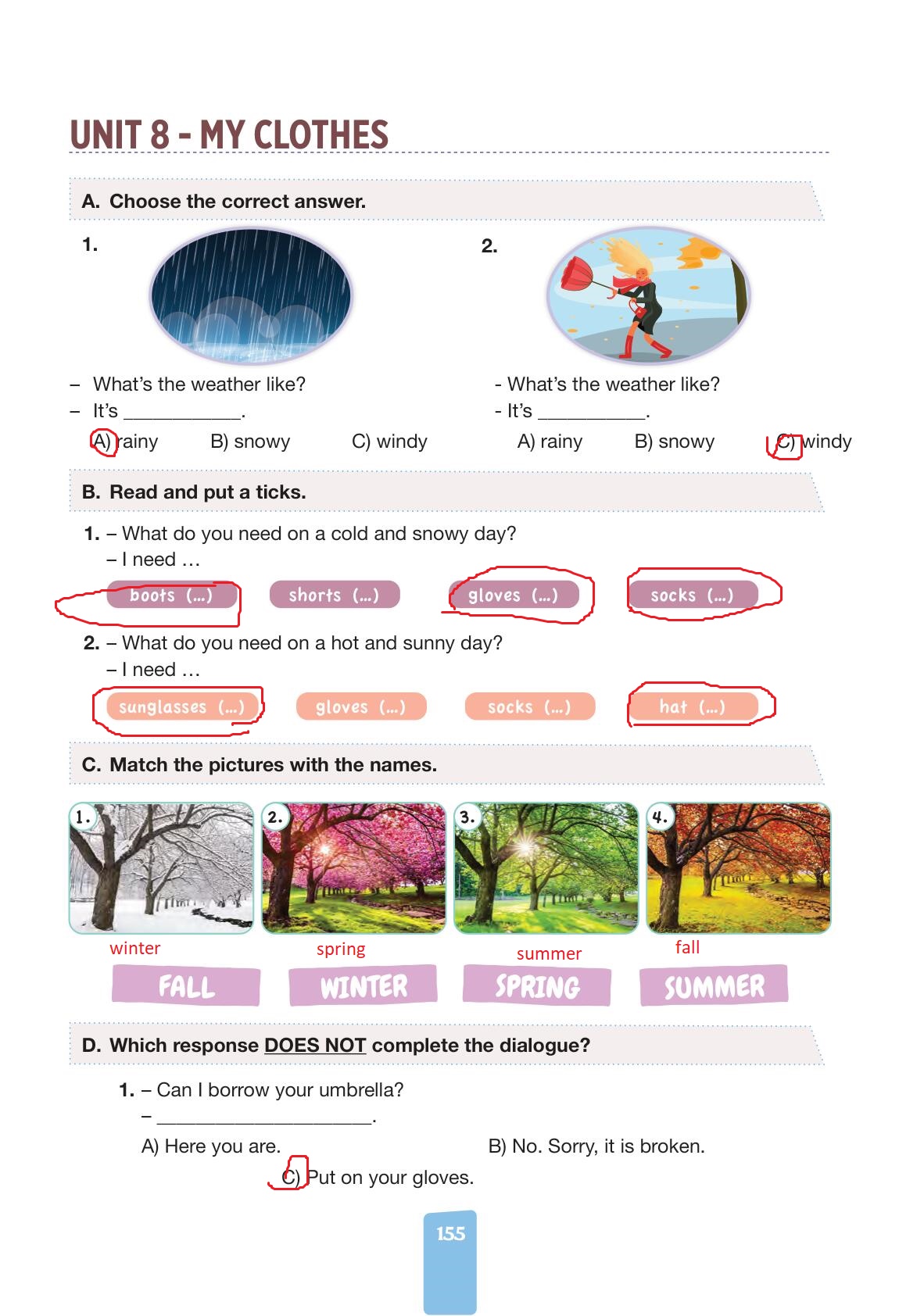 4. Sınıf Pasifik Yayınları İngilizce Ders Kitabı Sayfa 155 Cevapları