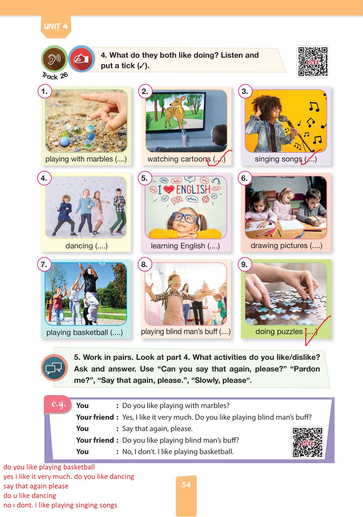 4. Sınıf Pasifik Yayınları İngilizce Ders Kitabı Sayfa 54 Cevapları