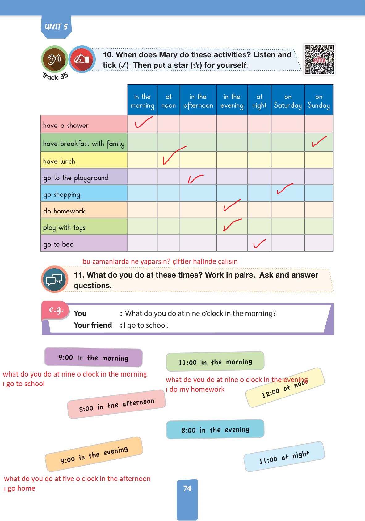 4. Sınıf Pasifik Yayınları İngilizce Ders Kitabı Sayfa 74 Cevapları