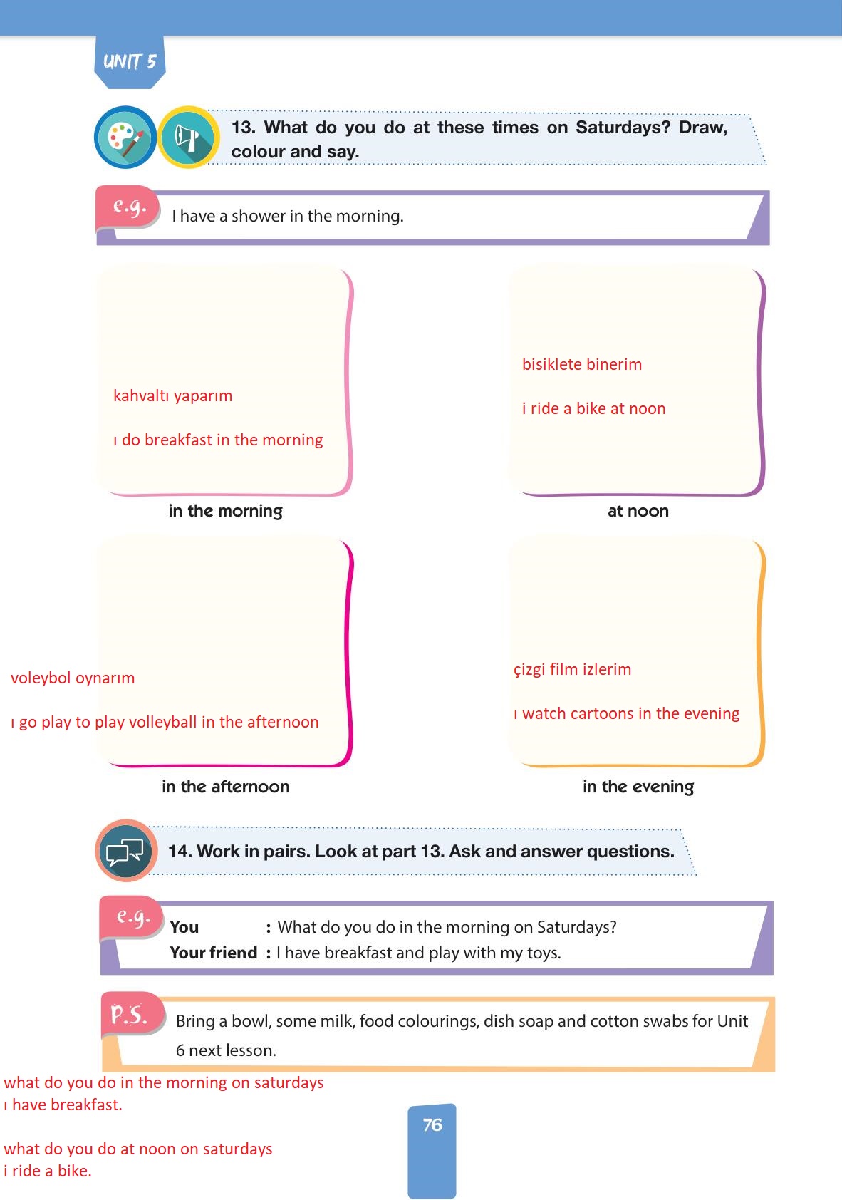 4. Sınıf Pasifik Yayınları İngilizce Ders Kitabı Sayfa 76 Cevapları